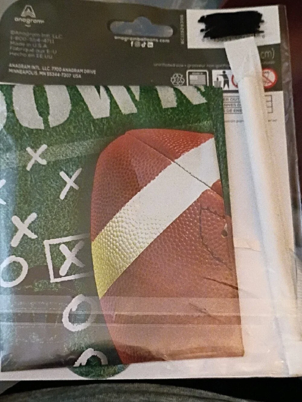 Anagram 'Touchdown' Football Foil Balloon - Green & Brown